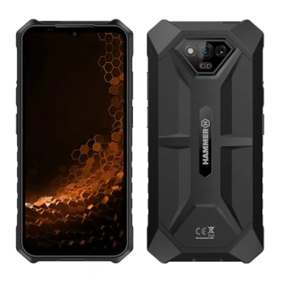 Afbeelding van Hammer Iron V LTE Smartphone bouwtelefoon 6GB/64GB Zwart IP69 Waterdicht, 6320mAh Batterij, Dual SIM