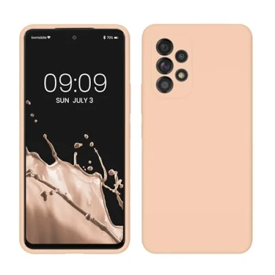 Afbeelding van kwmobile telefoonhoesje geschikt voor Samsung Galaxy A53 5G Hoesje met siliconen coating Smartphone case in pastelkleurige perzik