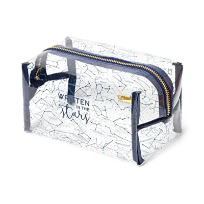 Afbeelding van Legami Make uptas Queen 18 x 14 cm metaal TPU sterren thema grote capaciteit ritssluiting