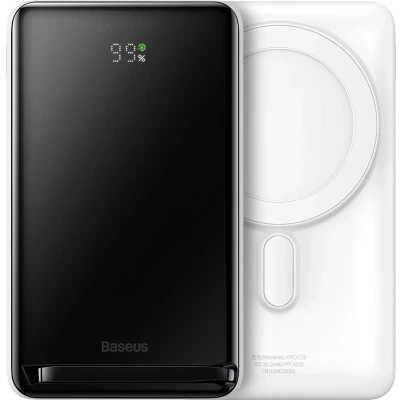 Afbeelding van Baseus 10000mAh 20W Magnetic powerbank met draadloos opladen MagSafe Overseas Edition wit (PPCX000202) + USB Type C kabel Xiaobai Series 60W 0,5m