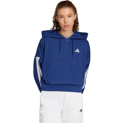 Afbeelding van adidas Sportswear Essentials 3 Stripes French Terry Hoodie met Korte Rits Dames Blauw XS