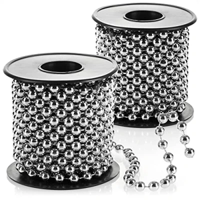 Afbeelding van COM FOUR® 2 x kralenslinger voor de kerstboom parellint kerstboomversiering kerstdecoratie bruiloftsdecoratie zilver 15 m