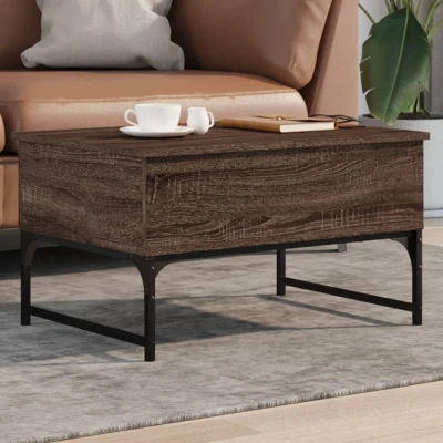 Afbeelding van Salontafel 70x50x40 cm bewerkt hout en metaal bruin eikenkleur