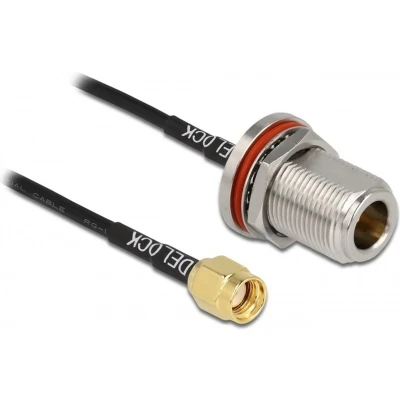 Afbeelding van N (v) RP SMA (m) inbouw kabel RG174 50 Ohm / zwart 0,30 meter