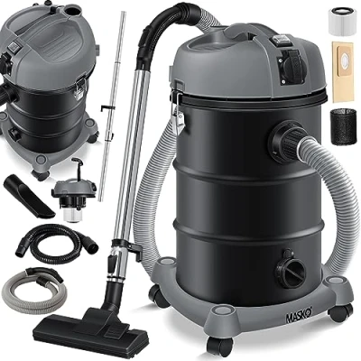 Afbeelding van MASKO® industriële stofzuiger, 6 in 1, 2300 W, met stekker, blaasfunctie, droog en natstofzuiger, stofzuiger zonder zak, zakloos, grijs