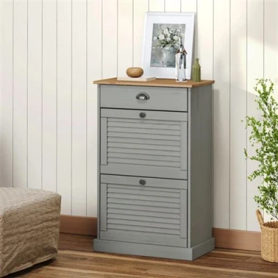 Afbeelding van Schoenenkast VIGO 60x35x96 cm massief grenenhout grijs
