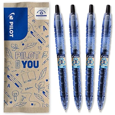 Afbeelding van PILOT Set van 4 B2P Gel 0.7 Ink Rollerball Pen Medium Begreen Zwart