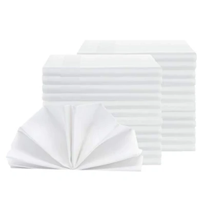 Afbeelding van Zollner set van 25 damast stoffen servetten, katoen, 40x40 cm, atlas rand, wit