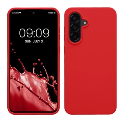 Afbeelding van kwmobile telefoonhoesje geschikt voor Samsung Galaxy A56 5G Hoesje met siliconen coating Smartphone case in klassiek rood