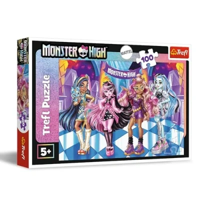 Afbeelding van Trefl Monster High, griezelige vrienden puzzel 100 stukjes kleurrijke met stripfiguren, creatief entertainment, voor kinderen vanaf 5 jaar