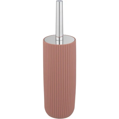 Afbeelding van Toiletset Agropoli Oudroze, gesleufde borstelhouder van hoogwaardig kunststof met front en gestructureerd oppervlak, BPA vrij, hygiënische toiletborstel, Ø 10 x 36,5 cm