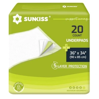 Afbeelding van SUNKISS TrustPlus 20 stuks absorberende matrasbeschermers voor volwassenen en senioren, meubelbescherming, lekbescherming &#039;s nachts, geurcontrole, trainingskussen