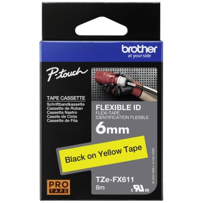 Afbeelding van Brother TZe FX611 Tape Zwart op geel (6 mm)