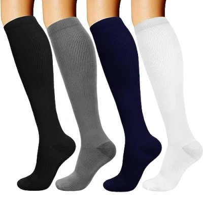 Afbeelding van DRESHOW 4 paar compressiekousen voor vrouwen en mannen, atletiek, hardlopen, fietsen, reizen, set07