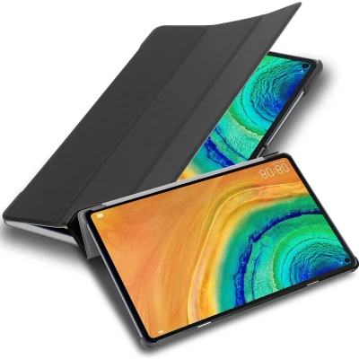 Afbeelding van Cadorabo Tablet Hoesje geschikt voor Huawei MatePad PRO (10.8 inch) in SATIJN ZWART Ultra dun beschermend geval met automatische Wake Up en Stand functie Book Case Cover Etui