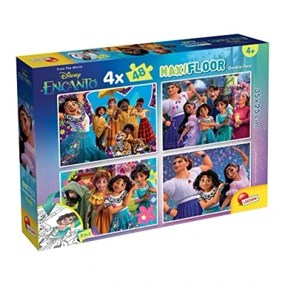 Image de liscianigiochi Lisciani DISNEY ENCANTO Puzzle 4x48 Pièces Pour Enfants Dès 4 Ans Maxifloor Double Face 35x25cm Verso à Colorier Jeu Éducatif &amp; Ludique