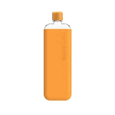 Afbeelding van memobottle Slanke set mandarijn, siliconen fles, hoes en deksel, elegante, dunne platte waterfles voor tassen laptops, BPA vrij Tritan, modern,