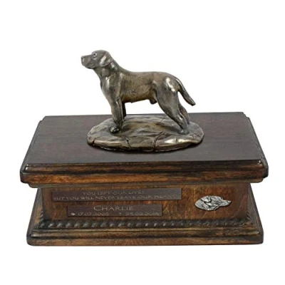 Afbeelding van Persoonlijke urn hond voor Labrador Retriever met beeldje en houten design