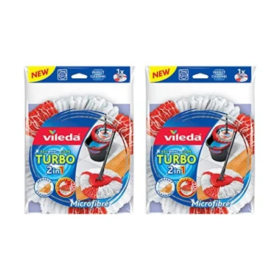 Afbeelding van Vileda mop gemakkelijk en schoon turbo 2 in 1 microvezel navulkop set van 2, veelkleurig, 16,5 x 30 22 cm