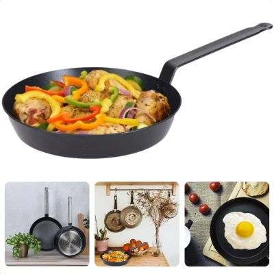 Afbeelding van Cheqo® Koekenpan 24cm Bakpan Metalen Handvat Vervaardigd uit Gesmeed Aluminium 3mm Dikte Antiaanbaklaag Alle Warmtebronnen Geschikt voor Inductie Totale Lengte 45cm