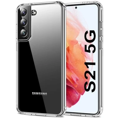 Afbeelding van HOOMIL transparante hoes voor Samsung Galaxy S21 5G, 6,2 inch, anti vergeling, krasbestendig, harde achterkant en zachte rand, bescherming van militaire kwaliteit, valbescherming, bestand