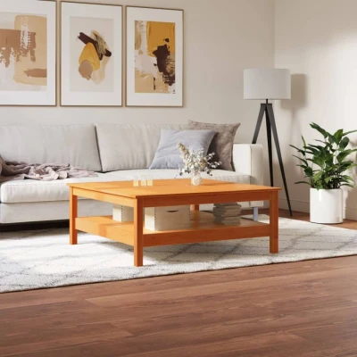 Afbeelding van Salontafel 100x100x40 cm massief grenenhout wasbruin