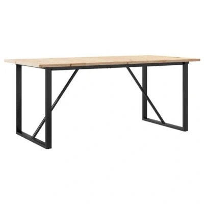 Afbeelding van vidaXL Eettafel O frame 180x90x75,5 cm massief grenenhout en gietijzer