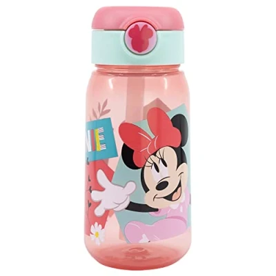 Afbeelding van Stor Minnie Mouse 510 ml kunststof waterfles met deksel en rietje