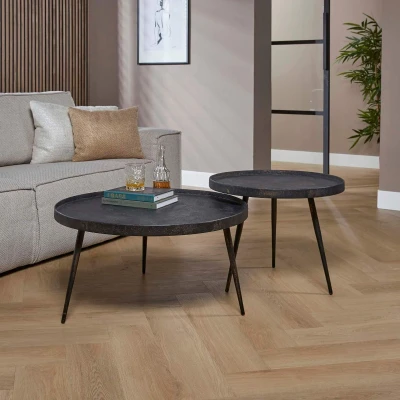 Afbeelding van Roos salontafel set van twee rond