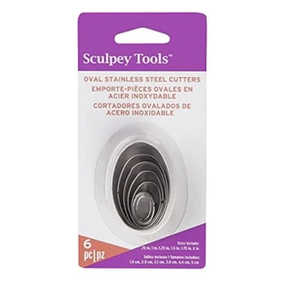 Afbeelding van 6 metalen snijders oval sieraden Premo Sculpey