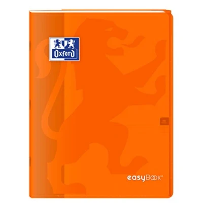 Afbeelding van Oxford EasyBook Notitieboek, geniet, 24 x 32 cm, 96 pagina&#039;s, grote ruiten, 90 g, omslag van polypropyleen, oranje met hoezen