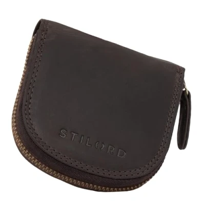 Afbeelding van STILORD &#039;Cash&#039; Vintage Lederen Mini Portemonnee Case voor Mannen Vrouwen Echt Leer, Donkerbruin,