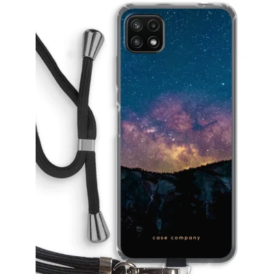 Afbeelding van Case Company® hoesje met Koord geschikt voor Samsung Galaxy A22 5G Travel to space Telefoonhoesje Zwart Bescherming aan alle Kanten en Over de Schermrand