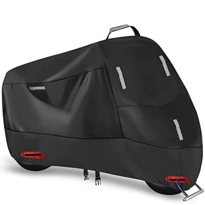 Afbeelding van 300D Motorhoes, outdoor, waterdicht, afdekzeil, Oxford motorzeil, beschermhoes met 5 reflecterende strips en 2 sleuven (XXL: 250 x 105 125 cm)