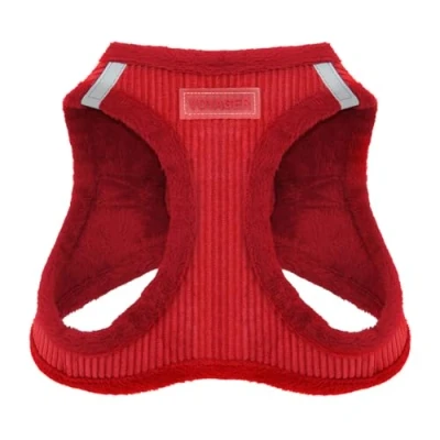 Afbeelding van Voyager Step In Plush Hondenharnas door Best Pet Supplies, Instap Harnas voor kleine en middelgrote honden, zacht pluche Rood ribstof, M, Borst: 40.5 45.5 cm