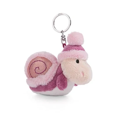 Afbeelding van sleutelhanger slak Soa 10 cm roze duurzame knuffeldierenhanger met voor sleutelkoord, sleutelring en
