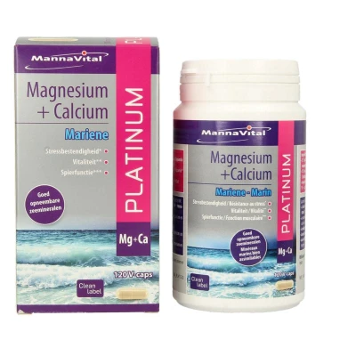 Afbeelding van Mannavital Mariene magnesium + calcium platinum 120 vcaps