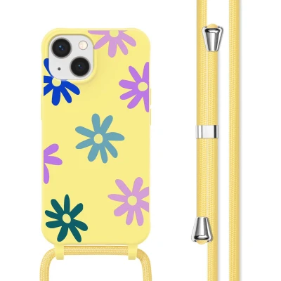 Afbeelding van imoshion hoesje Geschikt voor iPhone 13 met koord Siliconen design Meerkleurig / Yellow Flower Distance