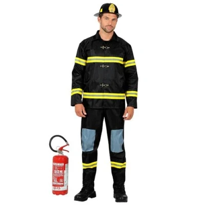 Image de Déguisement Pompier Soldat Feu Incendie Homme L Noir 021363 W WIDMANN MILANO Party Fashion