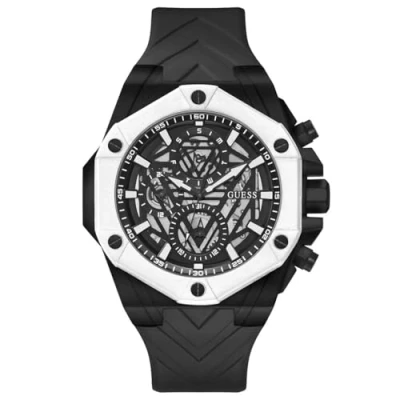 Afbeelding van Guess Formula Multi Function Watch Zwart Case: 100% Stainless Steel Armband: Silicone 47 mm GW0579G1