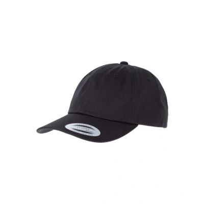 Afbeelding van Yupoong Flexfit Low Profile Cotton Twill Unisex 6 Panel Baseball Cap met messing sluiting, zwart.
