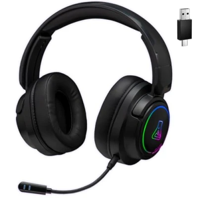 Image de The G Lab Korp Iridium Casque Gaming sans Fil 2.4GHz &amp; Bluetooth, Audio Haute Qualité, Micro Détachable, Autonomie 45H, RGB, Oreillettes Similicuir PS5,PS4,PC, Android, iOS New