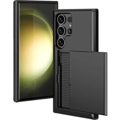 Afbeelding van iMoshion Hoesje Geschikt voor Samsung Galaxy S24 Ultra Ruimte 2 pasjes Backcover met pasjeshouder Zwart