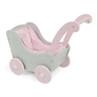 Afbeelding van houten kinderwagen voor poppen tot 54 cm, kinderwagens, schuifhoogte 43 cm