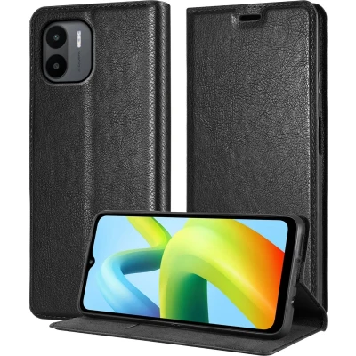 Afbeelding van Cadorabo Hoesje geschikt voor Xiaomi RedMi A1 in ZWARTE NACHT Beschermhoes met magnetische sluiting, standfunctie en kaartvakje Book Case Cover Etui