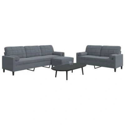 Image de vidaXL Ensemble de canapés 3 pcs avec coussins et traversins velours3278502