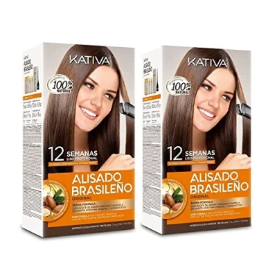 Afbeelding van Kativa Keratine en arganolie Braziliaanse gladmakingsset 2 x 150 ml