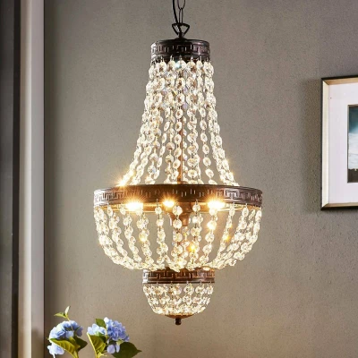Afbeelding van Lindby hanglamp 5lichts glaskristal, metaal G9 zwart goud geborsteld