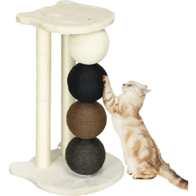 Afbeelding van PawHut Kratzbaum Spanplatte der Klasse E1, Plüsch, Sisal 38L x 38B 64H cm Beige