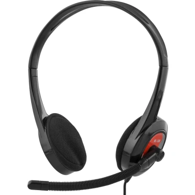 Afbeelding van Deltaco HL 108 Stereo Headset Microfoon On Ear 1x 3,5mm 4 pin Zwart/Rood